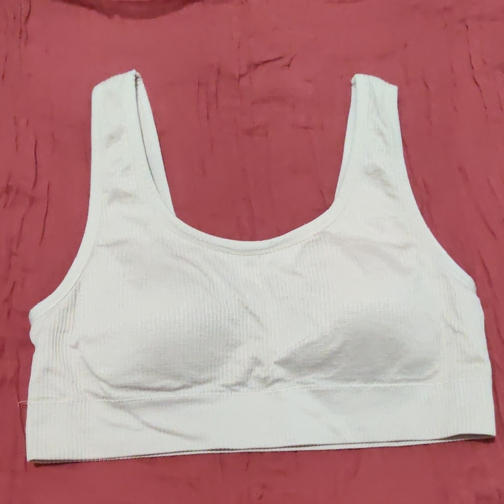 Torrid White Ribbed Sports Bra